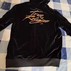 True Religion Black Hoodie with Gold Script